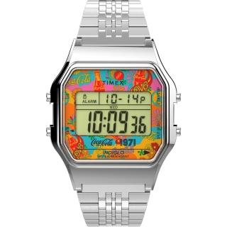 【TIMEX】天美時 x Coca-Cola 限量聯名系列 電子錶(銀色不鏽鋼帶 TXTW2V25900)