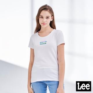 【Lee 官方旗艦】女裝 短袖T恤 / 水彩線條 經典白 標準版型(LL210164)