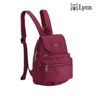 【Lynx】輕巧/多口袋/掀蓋設計後背包-酒紅色(輕巧實用、防潑水、防盜刷)