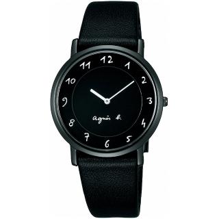 【agnes b.】法國時尚簡約LOGO皮腕錶-黑33mm(7N00-0BC0D/BG4002P1)