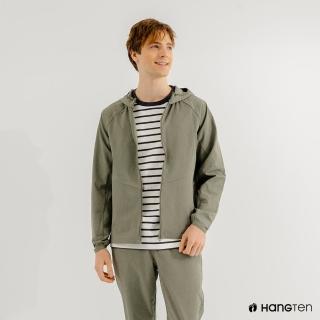 【Hang Ten】男裝-恆溫多功能-四面彈防輕潑水連帽外套(綠色)