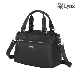 【Lynx】2way多夾層手提、斜背兩用女包-黑色(輕巧實用、防潑水、防盜刷)