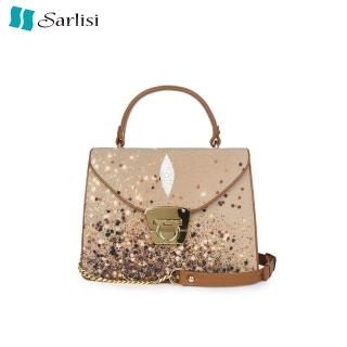 【Sarlisi】泰國進口新款側背包真皮女包珍珠魚皮斜背包輕奢正品單肩鏈帶包