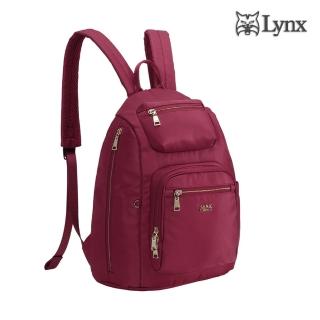 【Lynx】多口袋/多夾層/輕量防盜設計後背包-酒紅色(輕量實用、防潑水、防盜刷、可放A4)