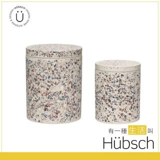 【HUBSCH】水磨石收納罐兩入組－530803(居家生活、擺件、家飾、北歐生活)