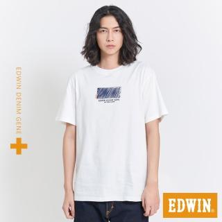 【EDWIN】男裝 PLUS+ 塗鴉LOGO短袖T恤(白色)