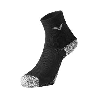 【VICTOR 勝利體育】女抗菌消臭機能襪-台灣製 中筒 止滑 訓練 襪子 黑灰(C-5072C)