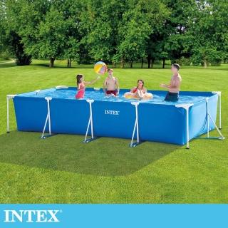【INTEX】簡易裝長方型框架游泳池-附濾水泵450x220x84cm-7127L-適6歲+以上(28279)