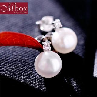 【Mbox】耳環 海的禮物 採用925銀/天然淡珍珠/鋯石(純銀)