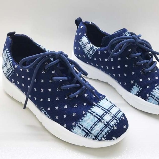 【WYPEX】格紋波點綁帶針織休閒鞋(格紋x波點)