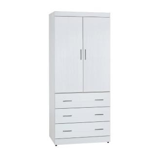 【BODEN】約諾2.7尺二門三抽白色衣櫃