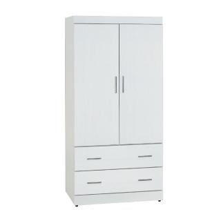 【BODEN】約諾2.7尺二門二抽白色衣櫃