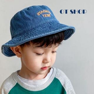 【OT SHOP】男女童素色牛仔平頂漁夫帽 盆帽 C5058(親子款 兒童帽)