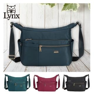 【Lynx】美國山貓輕量尼龍布包多隔層機能斜背包(藍/綠/紅/黑 多色賣場)