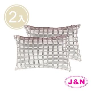 【J&N】幾何尼克腰枕-30x45cm 米白(2 入)