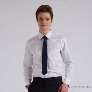 【ROBERTA 諾貝達】男裝 進口素材 雙色條紋 合身版純棉長袖襯衫(白)