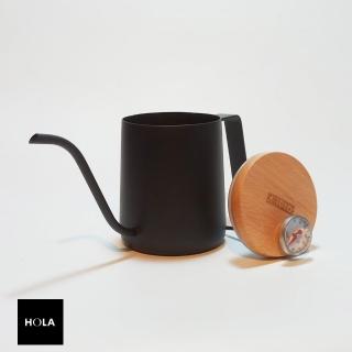 【HOLA】A-IDIO｜人文手沖壺350ml含溫度計、木蓋-魅力黑