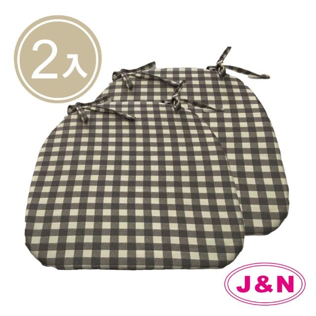 【J&N】精緻格子印花餐椅墊-咖啡色(2 入/1組)