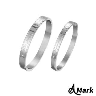 【A MARK】愛在環繞素面刻字閃鑽316L鈦鋼手環(2款任選)