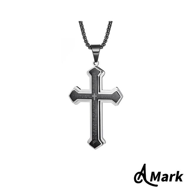 【A MARK】三層聖經經文十字架造型316L鈦鋼項鍊(4色任選)