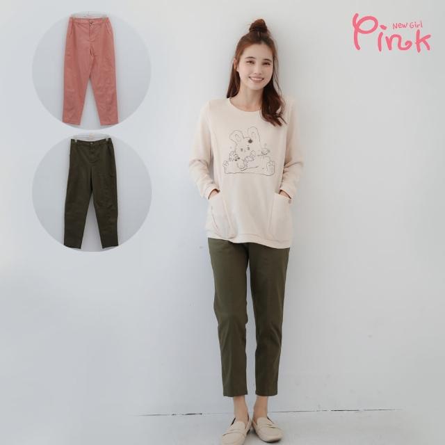 【PINK NEW GIRL】純色高棉立體車線直筒長褲U3507SD(2色)