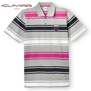 【CUMAR】男裝短袖羅紋領條紋POLO衫/178253(舒適親膚)