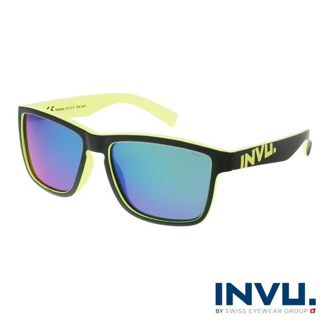 【INVU】瑞士個性運動感偏光太陽眼鏡(黑/黃 A2112B)