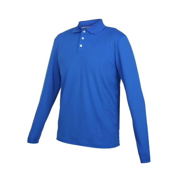 【HODARLA】男女星際吸濕排汗長袖POLO衫-台灣製 慢跑 休閒 上衣 高爾夫 藍(3161303)