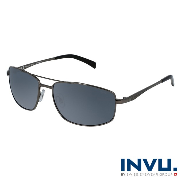【INVU】瑞士成熟感飛行員偏光太陽眼鏡(鐵灰/黑 B1011A)