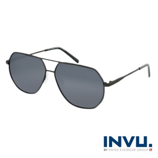 【INVU】瑞士輕巧飛行員偏光太陽眼鏡(鐵灰 B1102A)