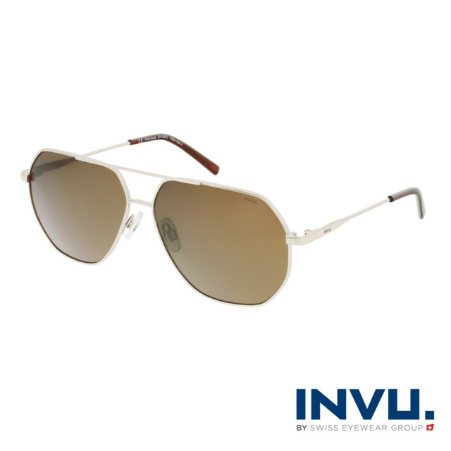 【INVU】瑞士輕巧飛行員偏光太陽眼鏡(金 B1102C)