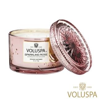 【美國Voluspa】玫瑰氣泡 浮雕玻璃罐 312g 香氛蠟燭(Sparkling Rose)