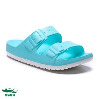 【母子鱷魚】-官方直營-玩美雙色輕量時尚拖鞋-淺藍