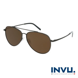 【INVU】瑞士時尚水滴型飛行員偏光太陽眼鏡(鐵灰 B1121B)