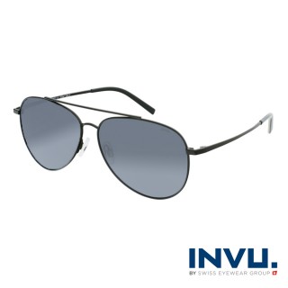 【INVU】瑞士時尚水滴型飛行員偏光太陽眼鏡(啞光黑 B1121A)