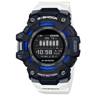 【CASIO 卡西歐】G-SHOCK 跑步好夥伴計步藍芽運動電子錶-黑X白(GBD-100-1A7)