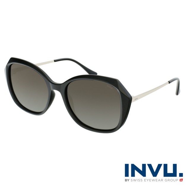 【INVU】瑞士幾何稜角設計偏光太陽眼鏡(黑 B2118A)