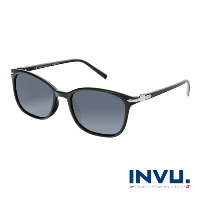 【INVU】瑞士時尚絞鏈設計偏光太陽眼鏡(黑 B2121A)
