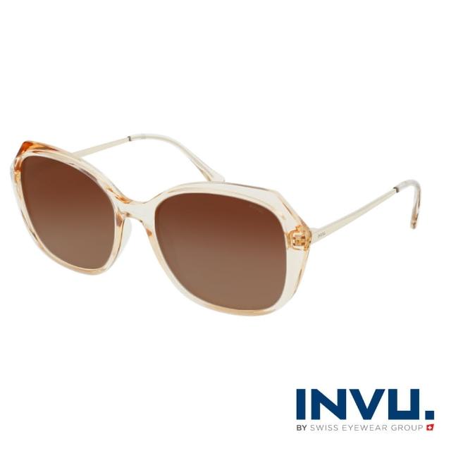 【INVU】瑞士幾何稜角設計偏光太陽眼鏡(透明 B2118D)