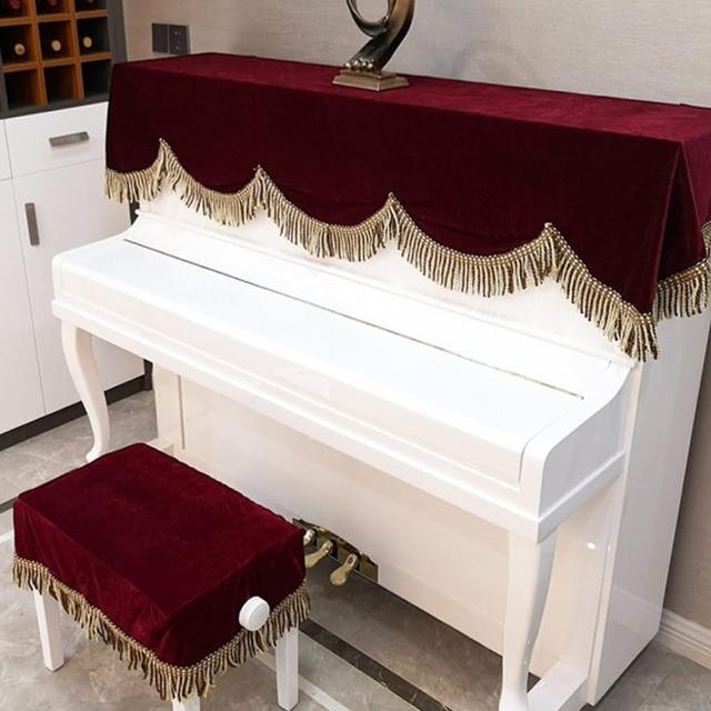 【美佳音樂】鋼琴罩/鋼琴蓋布 高級加厚金絲絨系列+單人椅罩-棗紅色(鋼琴罩/防塵罩)