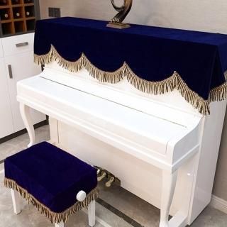 【美佳音樂】鋼琴罩/鋼琴蓋布 高級加厚金絲絨系列+單人椅罩-藍色(鋼琴罩/防塵罩)