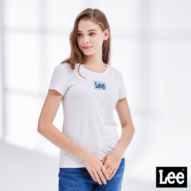 【Lee 官方旗艦】女裝 短袖T恤 / 長框水漾 小LOGO 經典白 標準版型(LL210161)