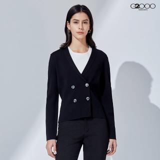 【G2000】時尚素面雙排釦針織外套-黑色(1129100599)