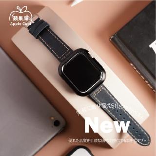 【蘋果庫Apple Cool】Apple Watch S7/6/SE/5/4 38/40/41mm 瘋馬復古真皮帶