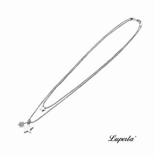 【大東山珠寶】L&H Luperla 五芒星三重奏 雙墜精品鍍白K項鍊(璀璨晶鑽)