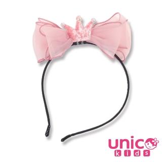 【UNICO】兒童 春夏新款粉色公主蝴蝶結皇冠髮箍(髮飾/配件/聖誕)