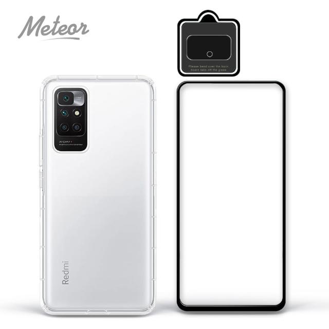 【Meteor】MI 紅米10 手機保護超值3件組(透明空壓殼+鋼化膜+鏡頭貼)