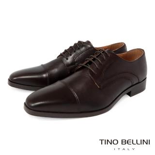 【TINO BELLINI 貝里尼】男款 歐洲進口牛皮橫飾繫帶德比紳士鞋H2T0011-9(咖啡)