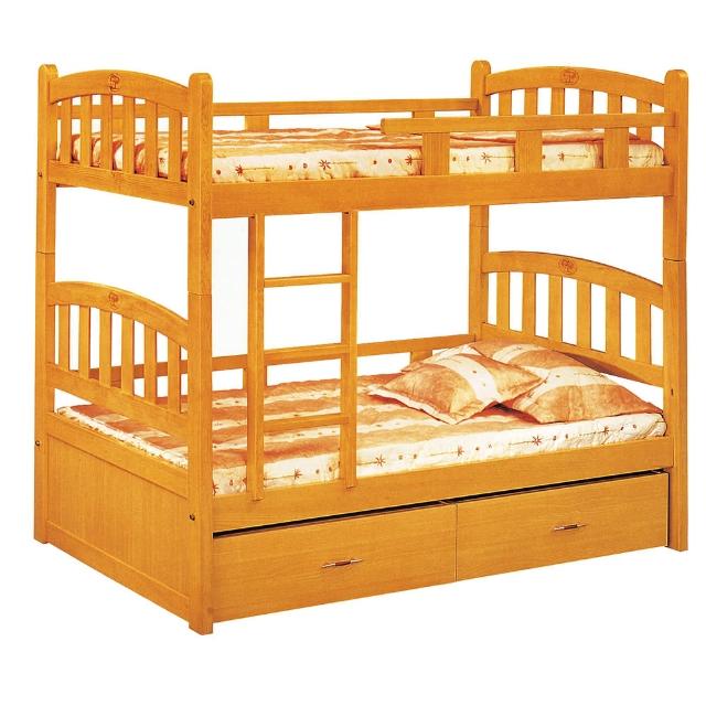 【唯熙傢俱】彼得檜木色3.5尺收納櫃雙層床(臥室 房間組 宿舍床 高架床 雙層床 單人床)