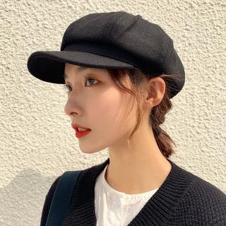 【Acorn 橡果】韓系復古保暖貝蕾帽畫家帽棒球帽鴨舌帽遮陽帽1841(黑色)